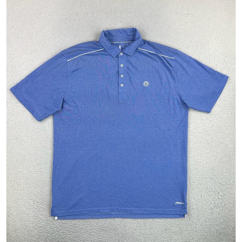 Johnnie-O Mens Large Blue Pima Cotton Blend Golf Polo Shirt West Coast Prep